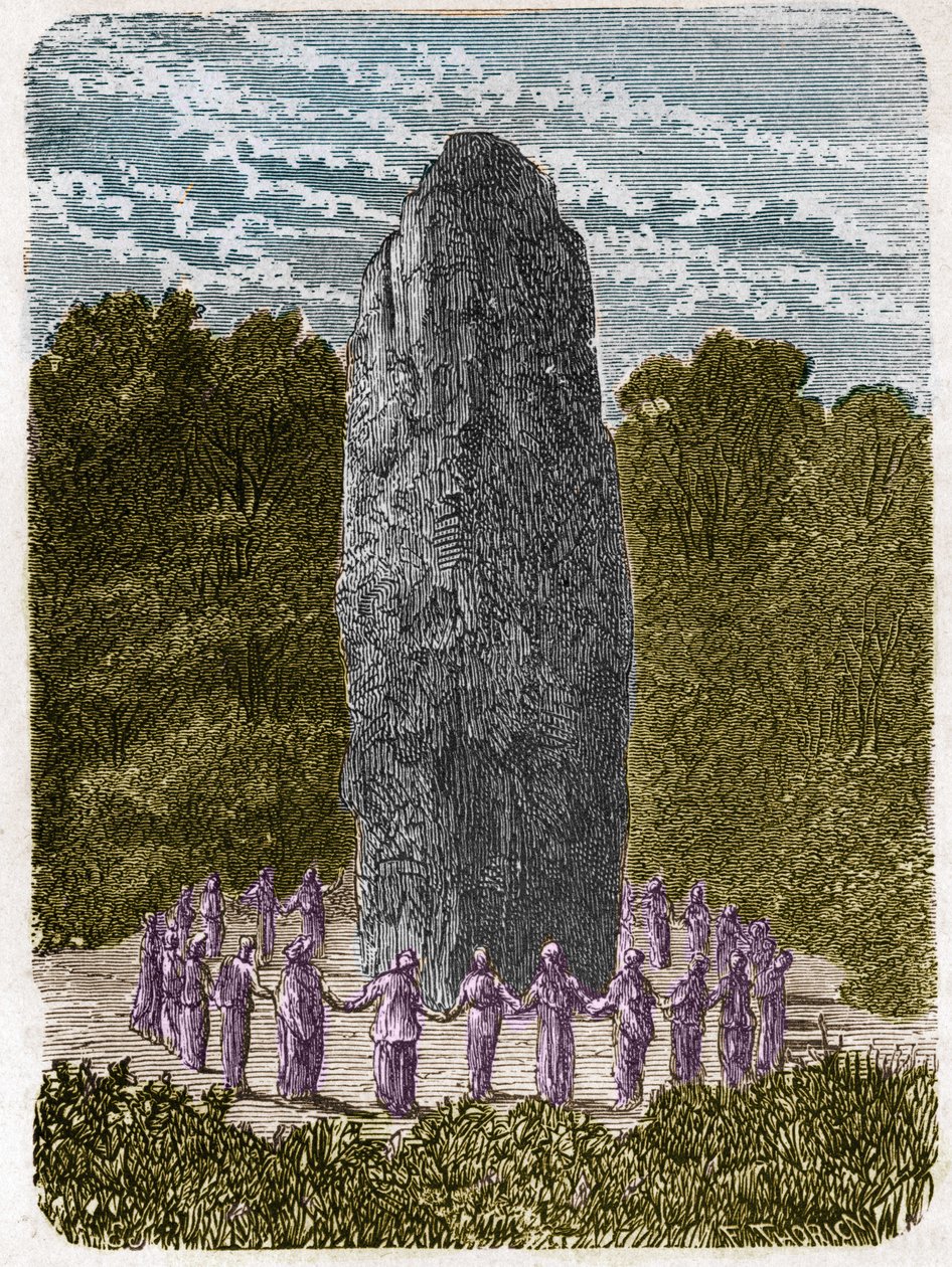 Druides tańczy wokół menhira. autorstwa Unknown artist