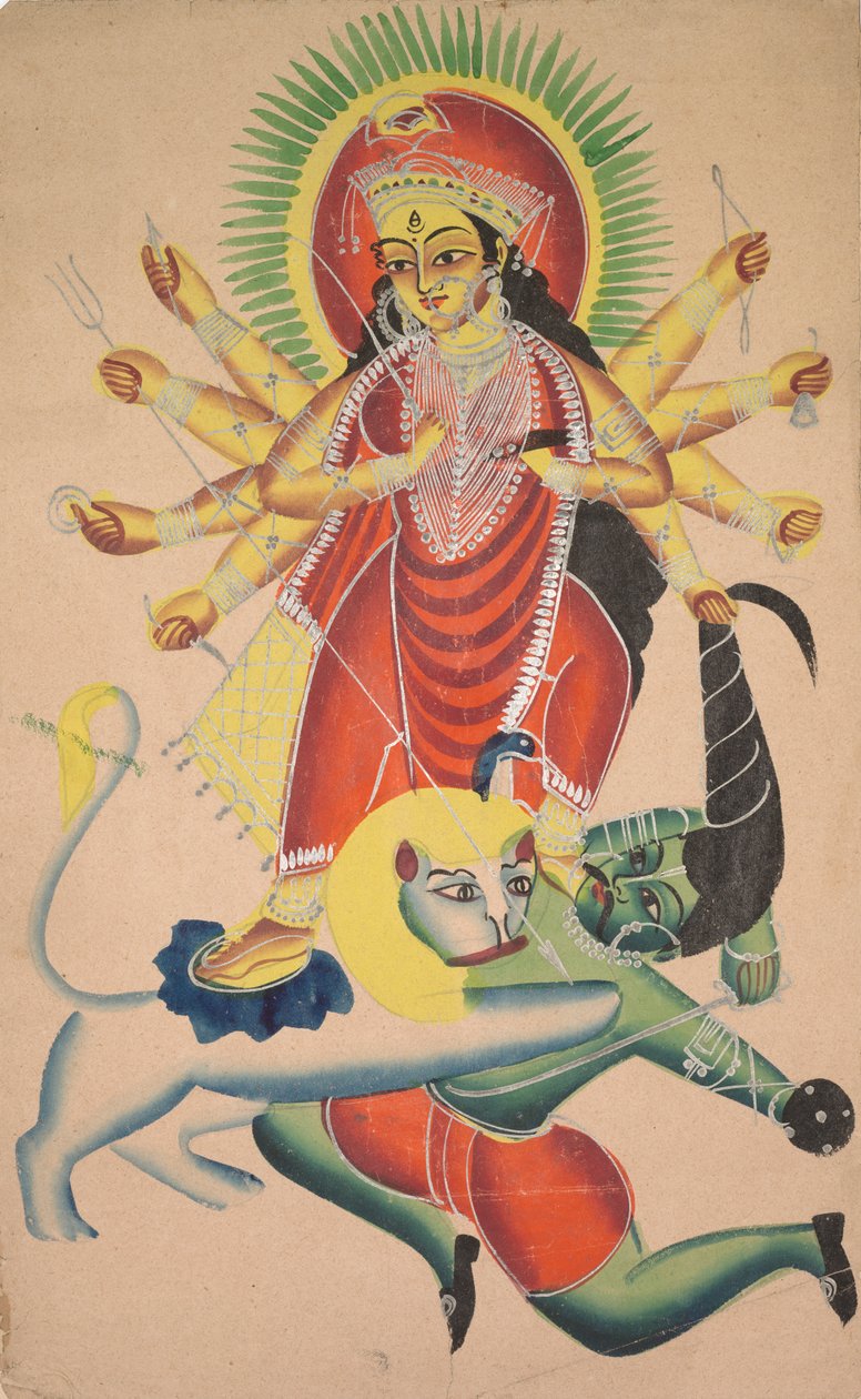 Durga zabija demona Mahisha autorstwa Unknown artist