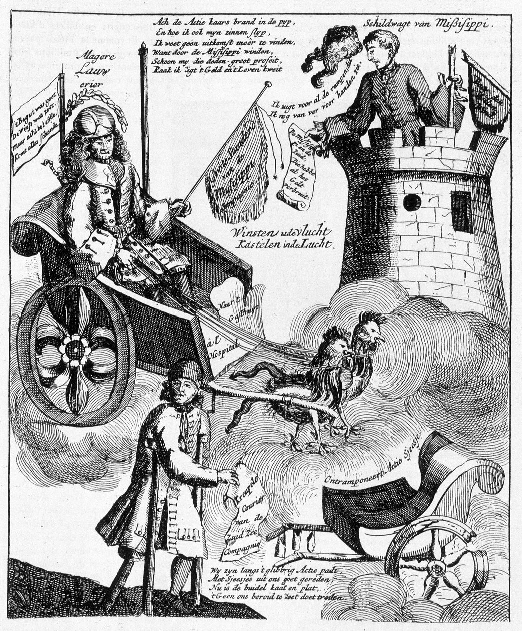 Holenderski druk satyryczny przeciwko Johnowi Law (1671-1729), w sprawie Mississippi autorstwa Unknown artist