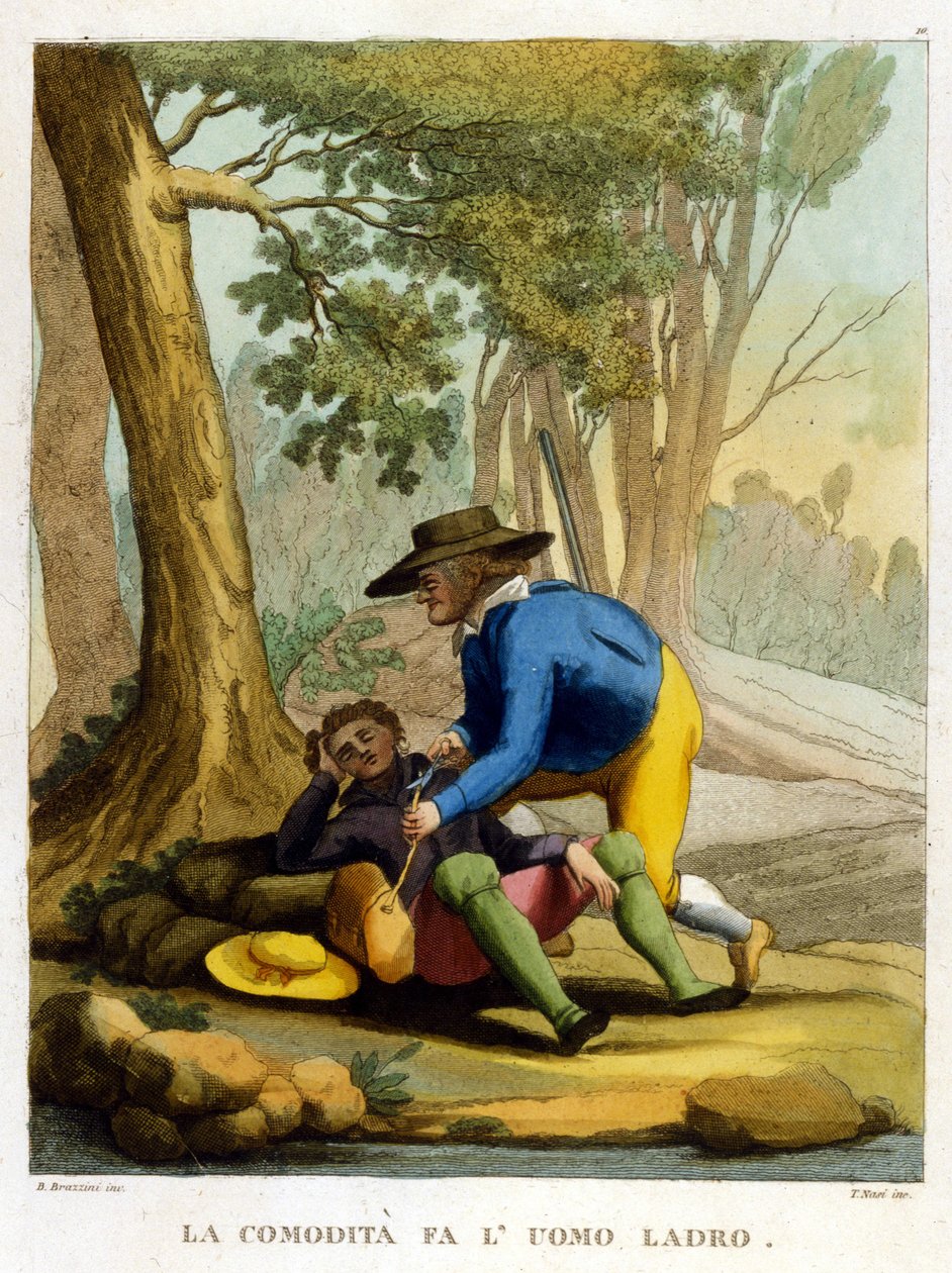 Łatwość czyni człowieka złodziejem. Ilustracja ze zbioru przysłów z XVIII wieku. autorstwa Unknown artist