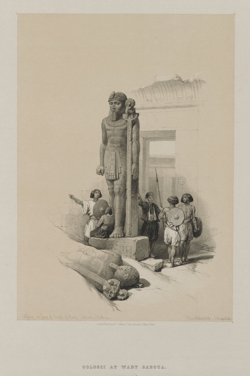 Egipt i Nubia, Tom II: Kolos przed świątynią w Wady Saboua, Nubia autorstwa Unknown artist