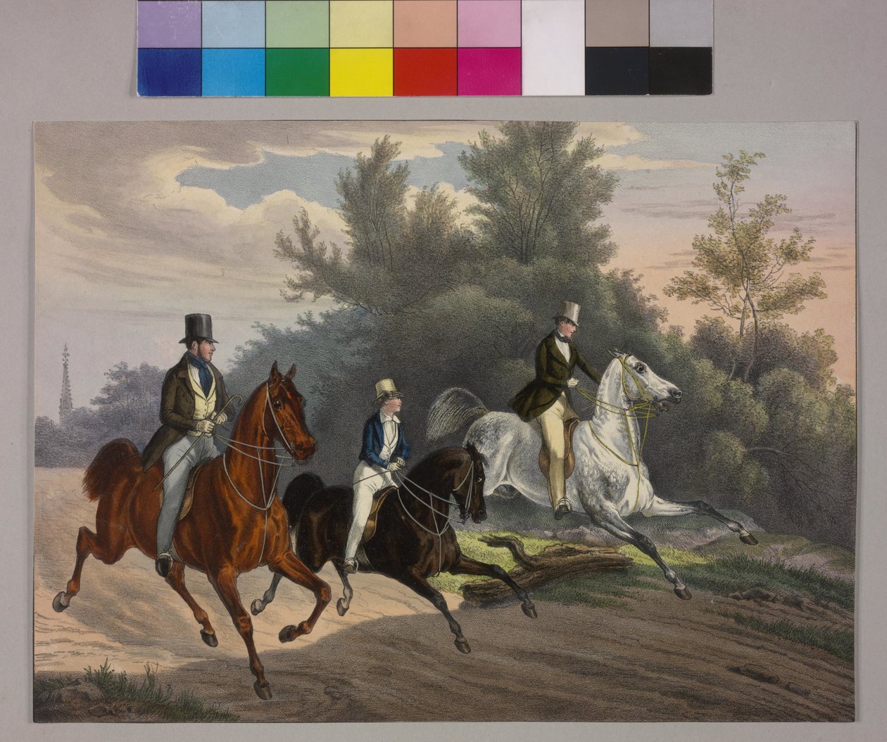 Cesarz Franciszek Józef jedzie z dwoma towarzyszami przez Prater autorstwa Unknown artist