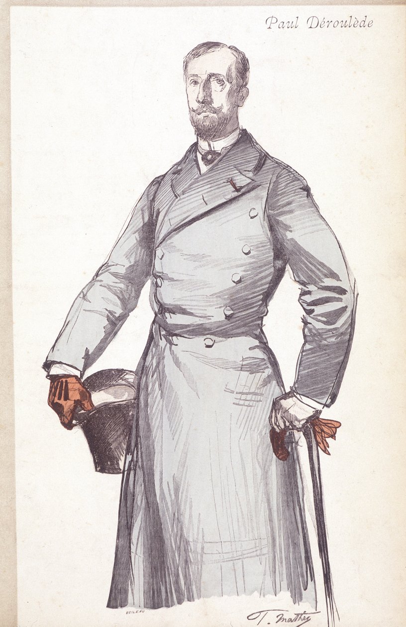 Grawerowanie autorstwa Paula Deroulede (1846-1914), francuskiego pisarza i polityka, założyciela Boulangisme, założyciela Ligi Patriotów. autorstwa Unknown artist