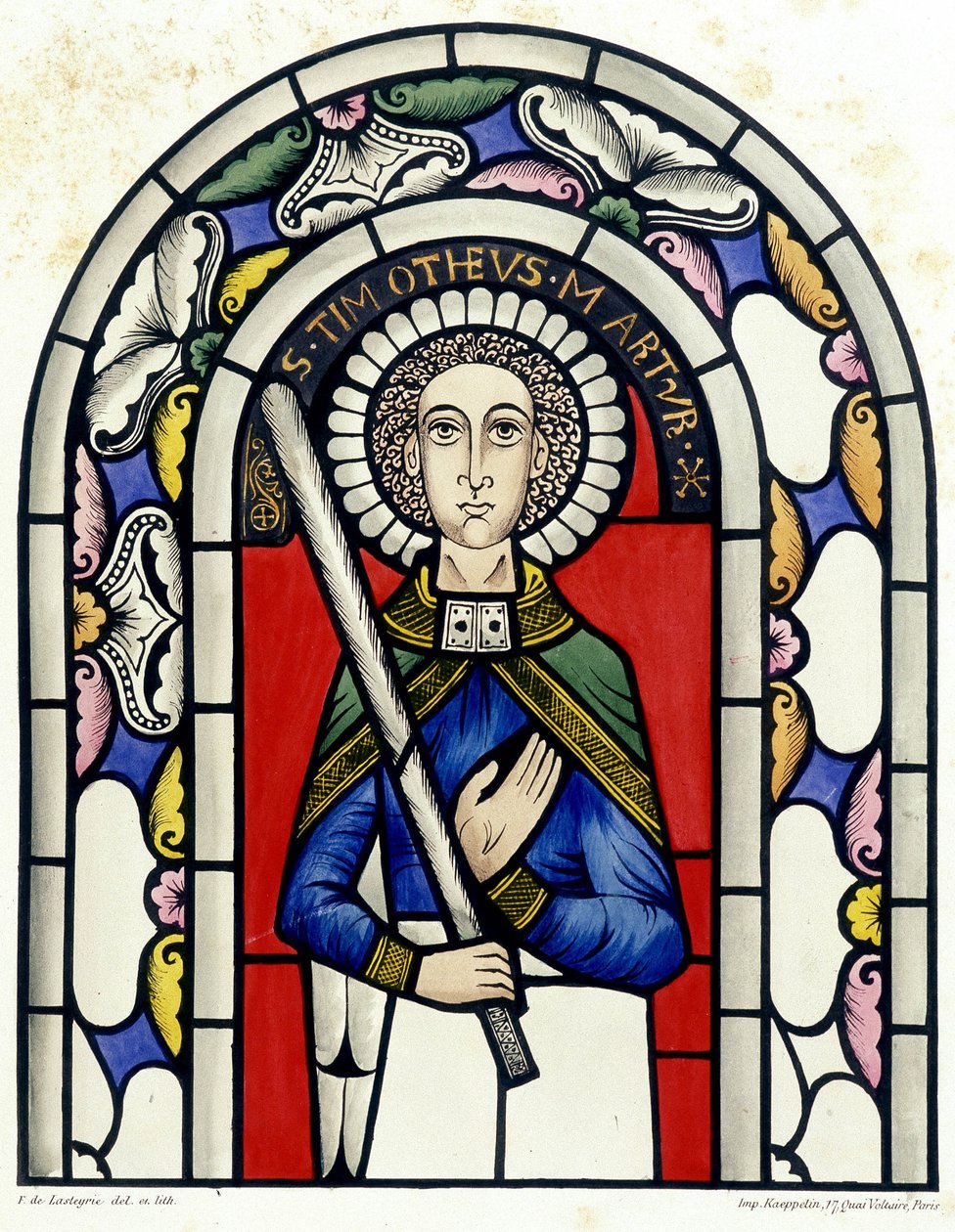 Grawer przedstawiający witraż św. Tymoteusza z kościoła Neuviller. autorstwa Unknown artist