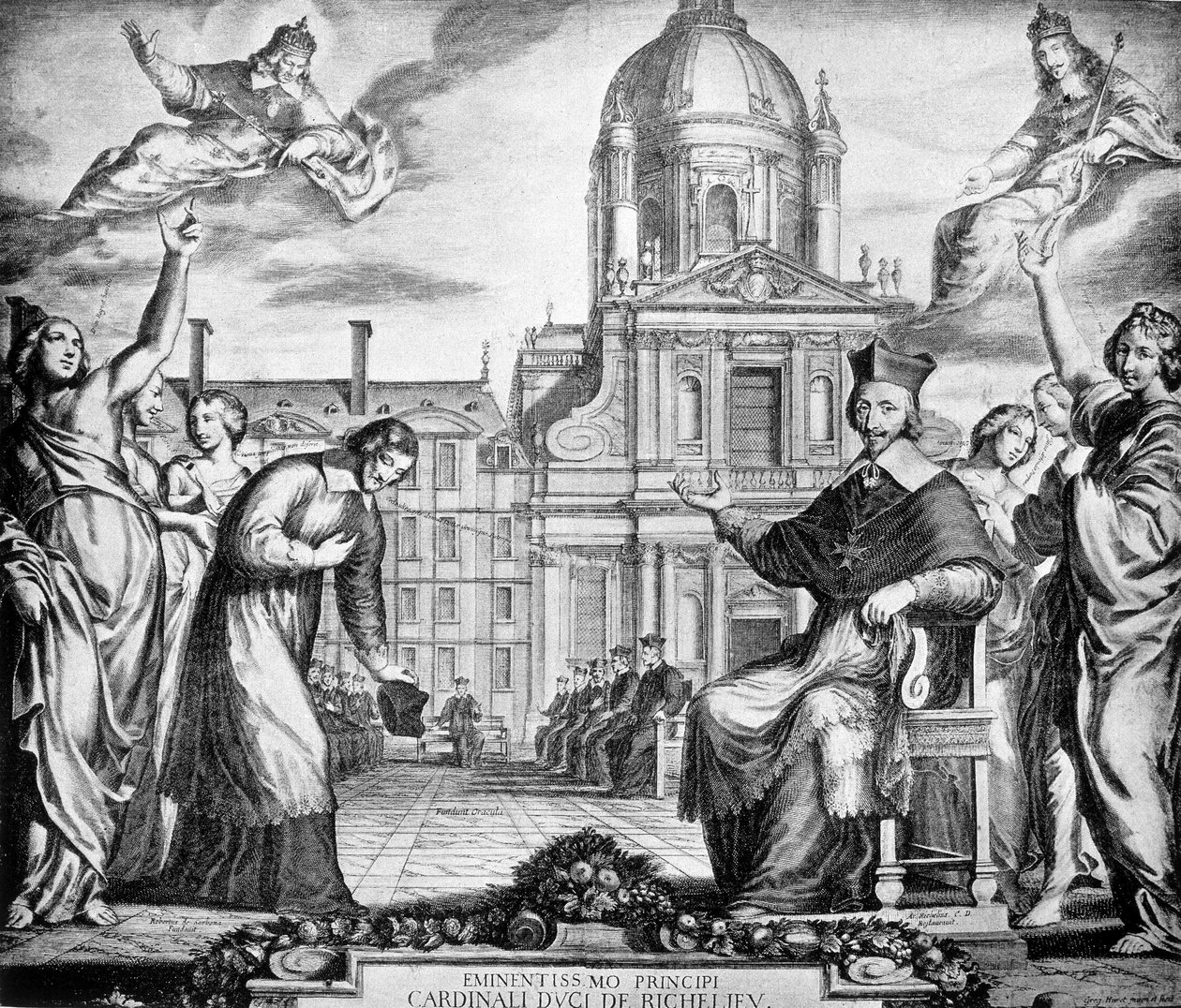 Grawer ku chwale kardynała Richelieu dla przywrócenia Sorbony w Paryżu, zlecony Lemercierowi, ukończony w 1642 roku. autorstwa Unknown artist