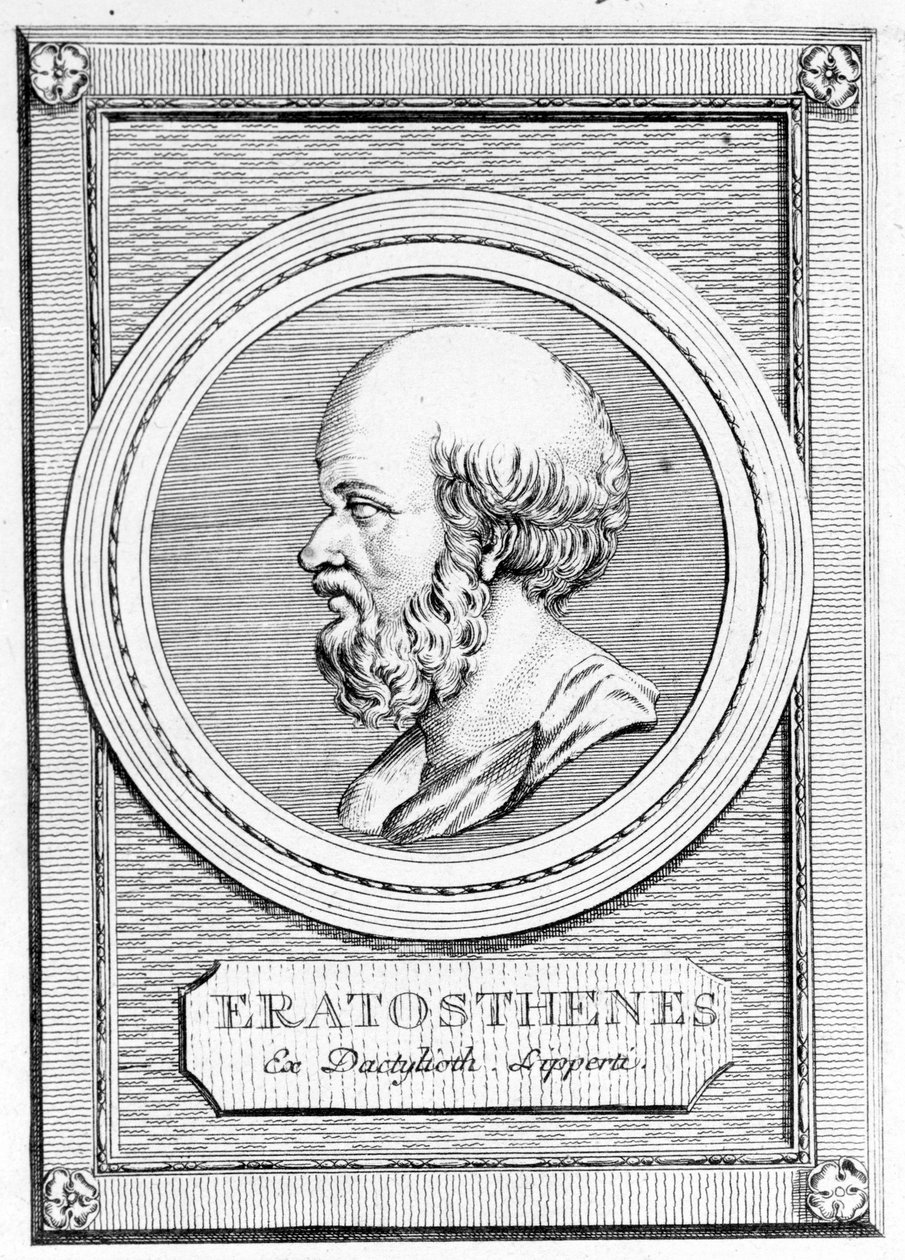 Eratostenes (275 pne - 195 pne) matematyk, geograf astronom i poeta. Portret późniejszy: „Galeria starożytnych Greków i Rzymian”, t. II. Poschiavo 1784. autorstwa Unknown artist