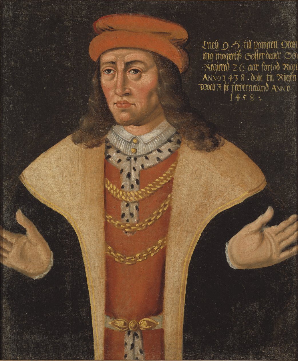 Erik (Eric) I de Pomeranie, roi de Denmark, Norvege et Suede - Portret Eryka Pomorskiego (1382-1459), króla Danii, Norwegii i Szwecji, Anonim . Olej na płótnie. Wymiar : 78x64 cm. Muzeum Narodowe w Sztokholmie autorstwa Unknown artist