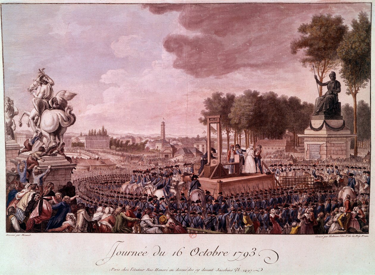 Egzekucja Marii Antoniny: Królowa Marii Antoniny na szafocie 16 października autorstwa Unknown artist