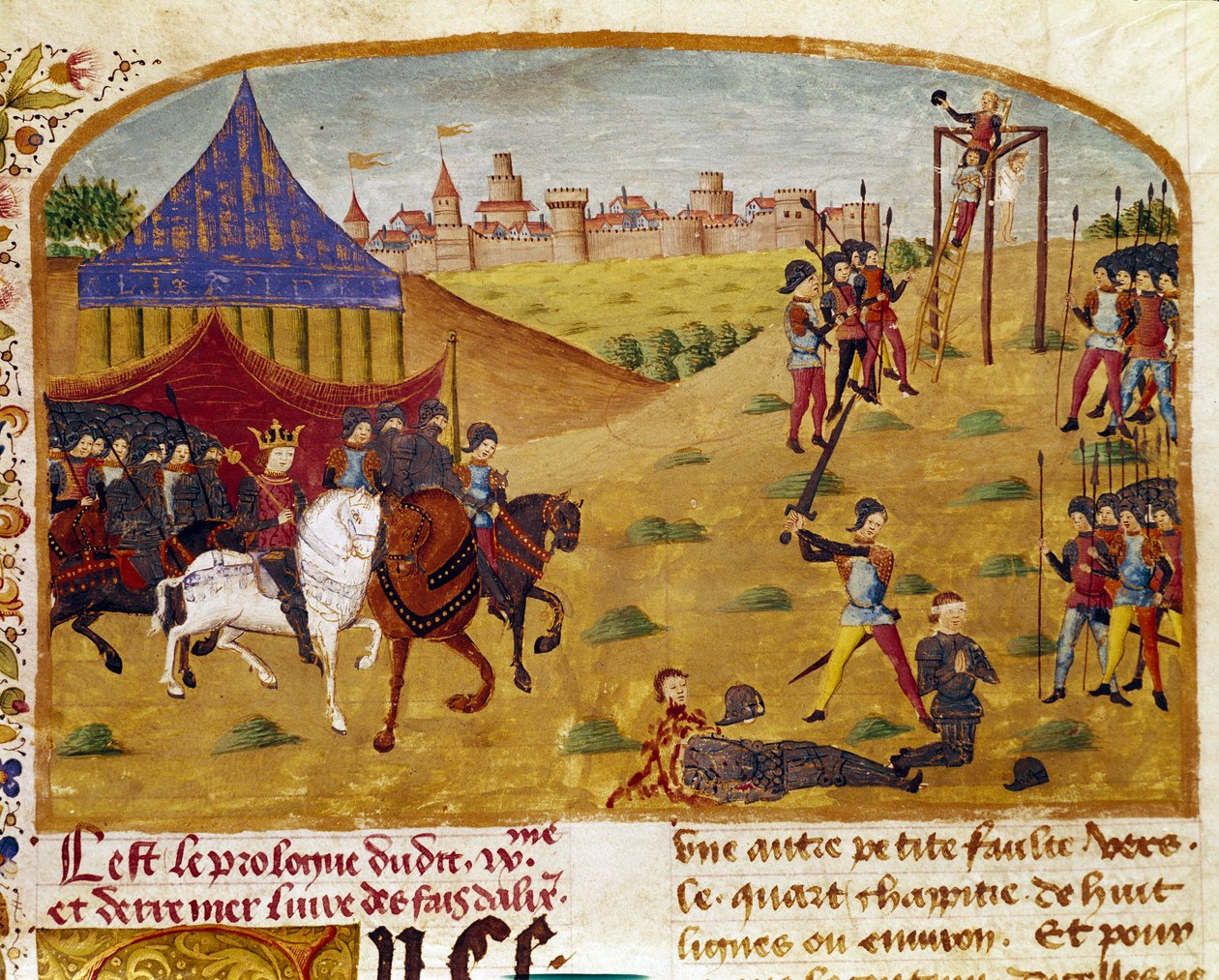 Egzekucja zdrajców Miniatura zaczerpnięta z „Księgi faktów Aleksandra Wielkiego” Kwintusa Curtiusa Rufusa (Quinte Curce) (I wiek), ok. 1468 r. (Ms 1335) Reims. Biblioteka Miejska autorstwa Unknown artist