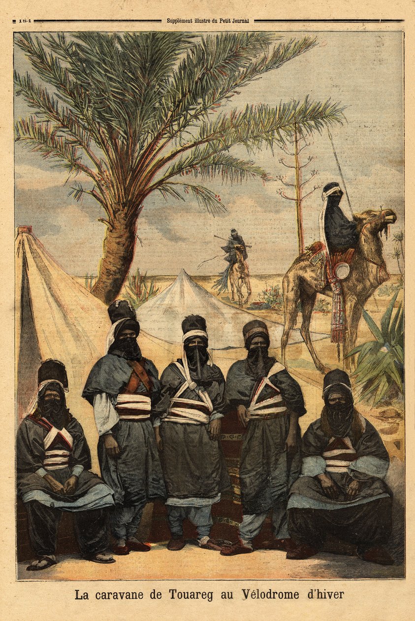 Wystawa karawany Touarega na zimowym welodromie. Grawerowanie w „”Le petit journal”” 4/06/1894. Kolekcja Selvy. autorstwa Unknown artist