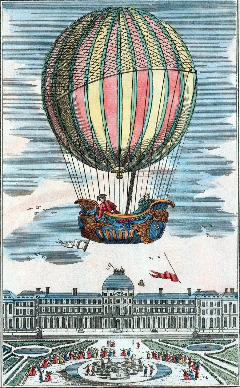 Doświadczenie aerostatycznej kuli ziemskiej pana Charlesa i Roberta w ogrodzie Tuileries w dniu 1 grudnia 1783 r. autorstwa Unknown artist