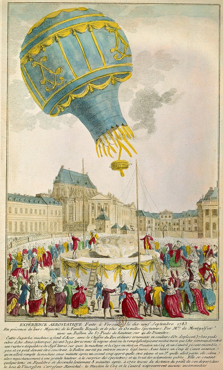 Doświadczenie braci Montgolfier w dniu 19.09.1783 w Versailles Paris. B N autorstwa Unknown artist