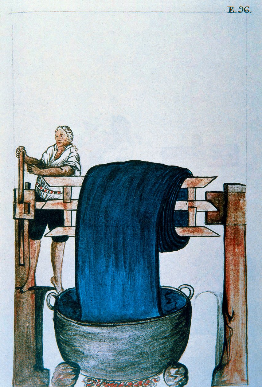 Barwnik do tkanin, z książki „Trujillo of Peru” lub „Codex Martinez Companion”, autorstwa Balthazara Martineza Companion i Bujanda, biskupa Trujillo (1782-1785) autorstwa Unknown artist