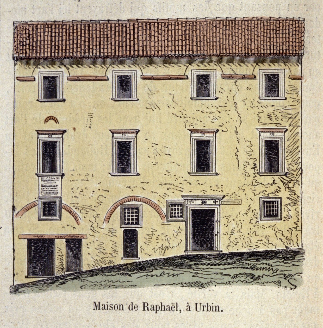 Fasada domu, w którym mieszkał malarz Raffaello Santi (Raphael) (1483 - 1520) w Urbin we Włoszech autorstwa Unknown artist