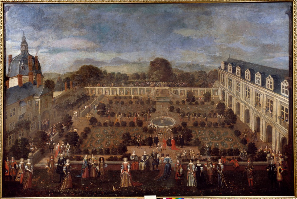 Uczta w Pałacu Książęcym w 1673 r. na pobyt króla Ludwika XIV i jego dworu. Anonimowe malowanie autorstwa Unknown artist