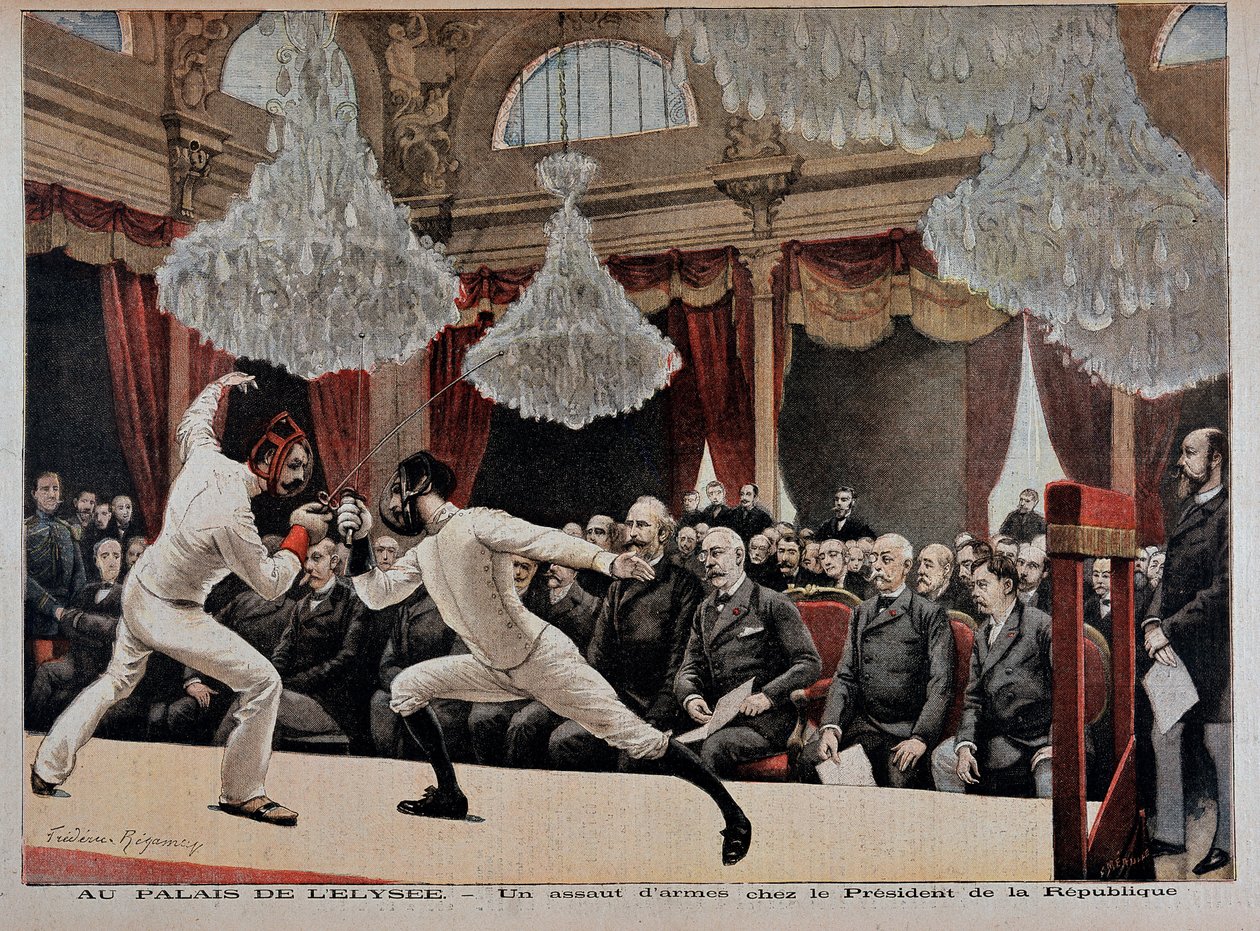 Szermierka: napaść - w „Le Petite Journal” z 09.06.1895 r. autorstwa Unknown artist