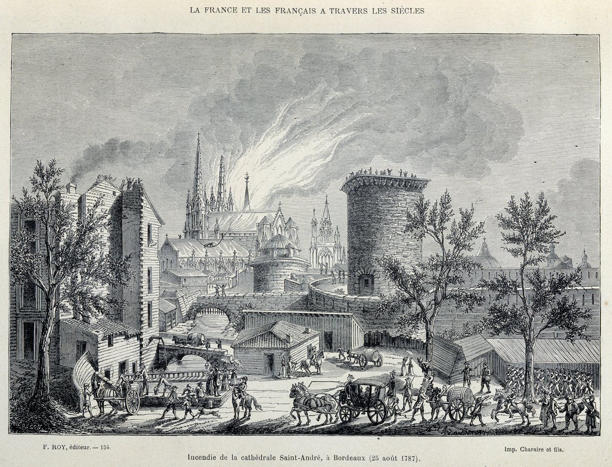 Pożar katedry St André, Bordeaux, 25 sierpnia autorstwa Unknown artist