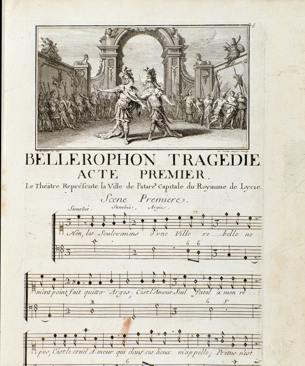 Pierwszy akt „” Bellerophon „” Tragedie Lyrique w pięciu aktach z prologiem Jeana Baptiste Lully (Giovanni Battista Lulli) (Jean-Baptiste) (1632-1687). 1714. autorstwa Unknown artist