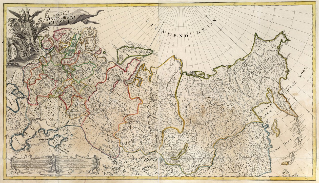 Pierwsza mapa ogólna Imperium Rosyjskiego - Anonimowy mistrz - 1745 - Miedzioryt, akwarela - Akademia Nauk, Sankt Petersburg autorstwa Unknown artist