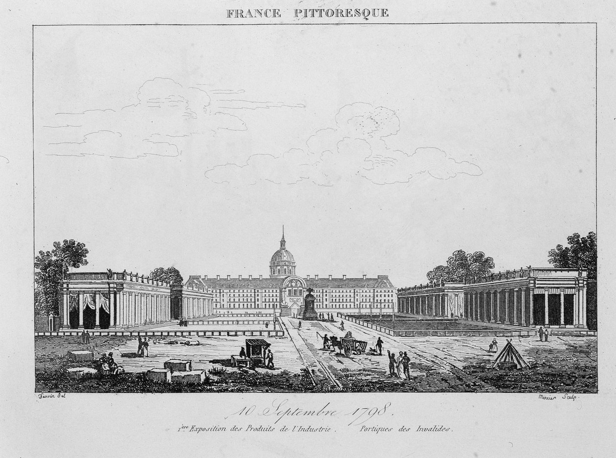 Pierwsza wystawa produktów przemysłowych: Portique des Invalides, 10 września autorstwa Unknown artist