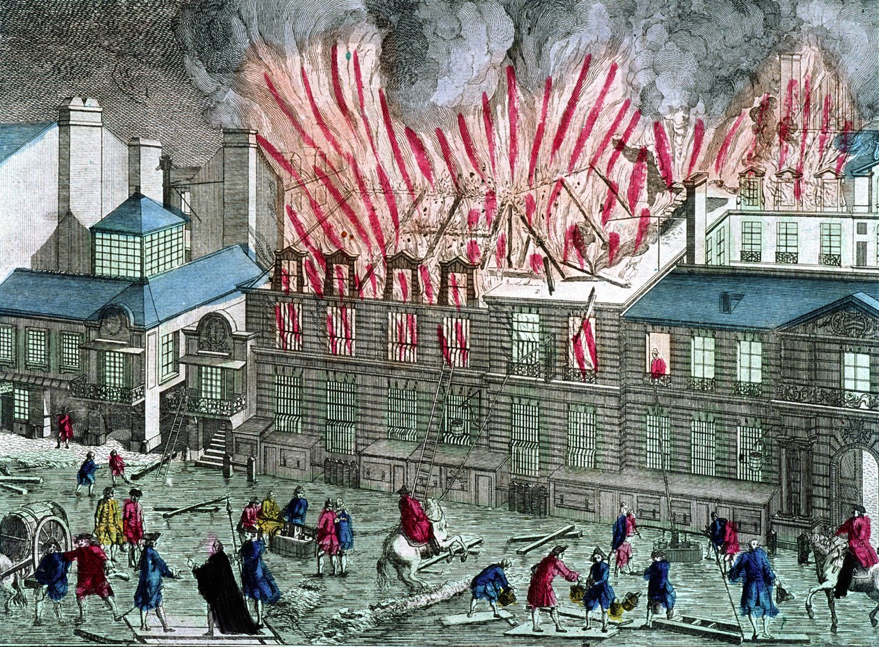 Pierwszy pożar Opera du Palais Royal 6 kwietnia autorstwa Unknown artist