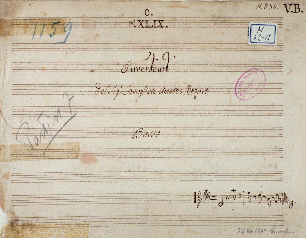 Pierwsza strona Mitrydate, król Pontu, opera Mozarta (1770) autorstwa Unknown artist