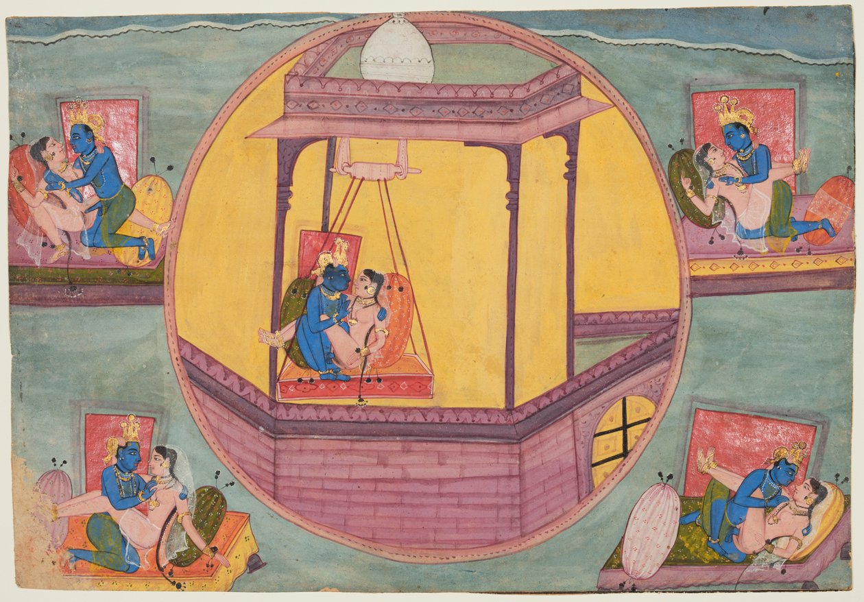 Pięć pozycji kochania się Kryszny z bikanera Bhagavata Purana autorstwa Unknown artist