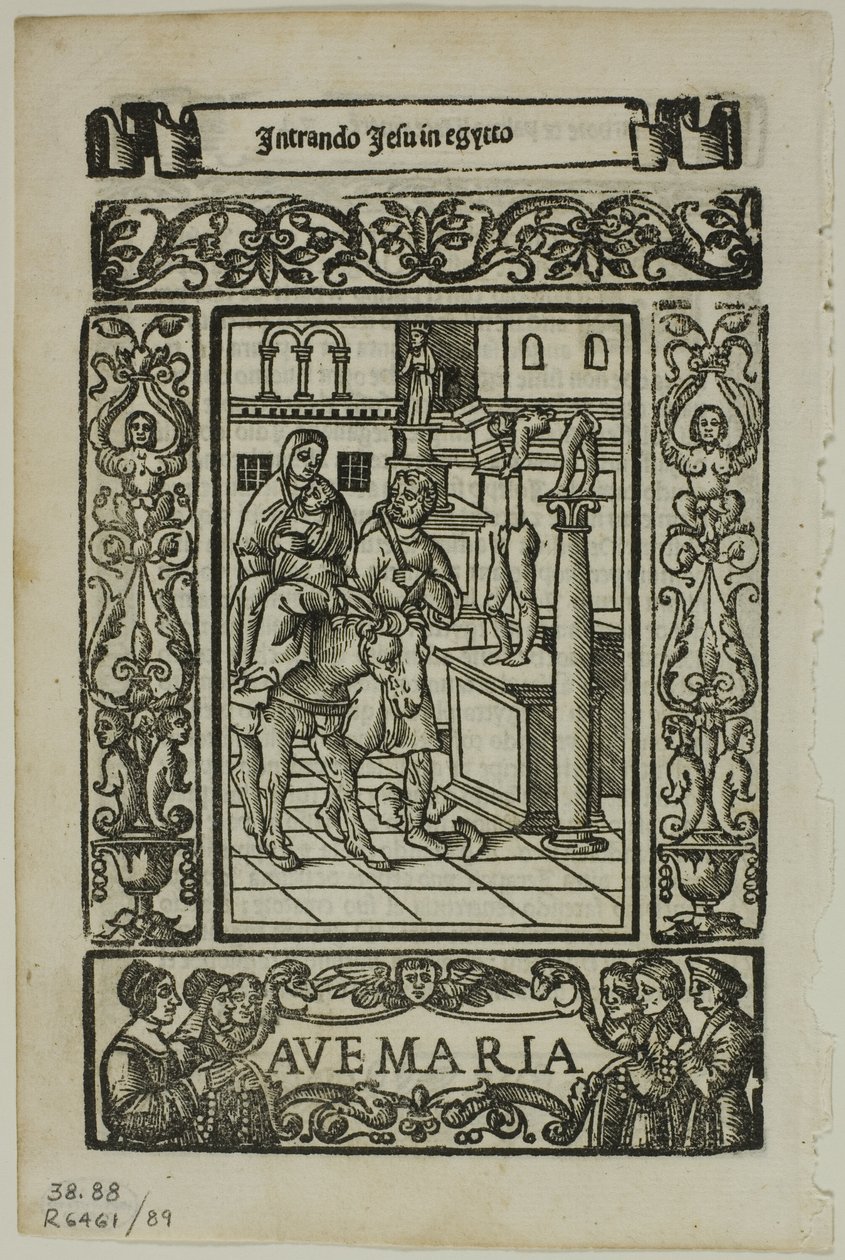 Ucieczka do Egiptu z Rosario della V. Maria by Castellanus, tablica 89 z drzeworytów z ksiąg XVI w. autorstwa Unknown artist