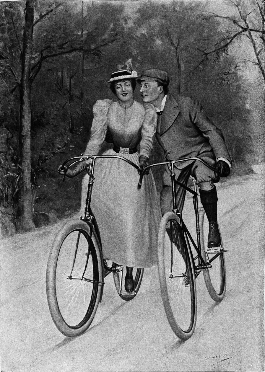Flirt koniec stulecia: para rower - grawer autorstwa Unknown artist
