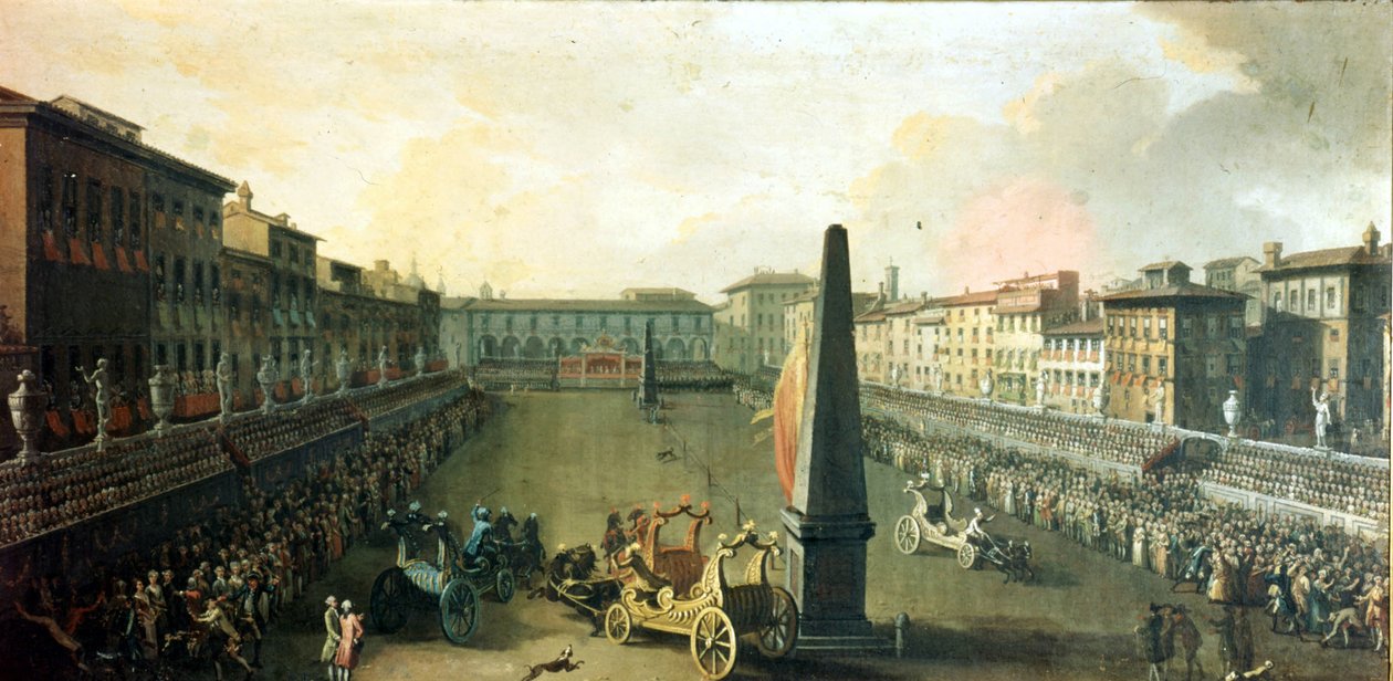 Florencja, pokaz na placu Santa Croce. olej na płótnie autorstwa Unknown artist