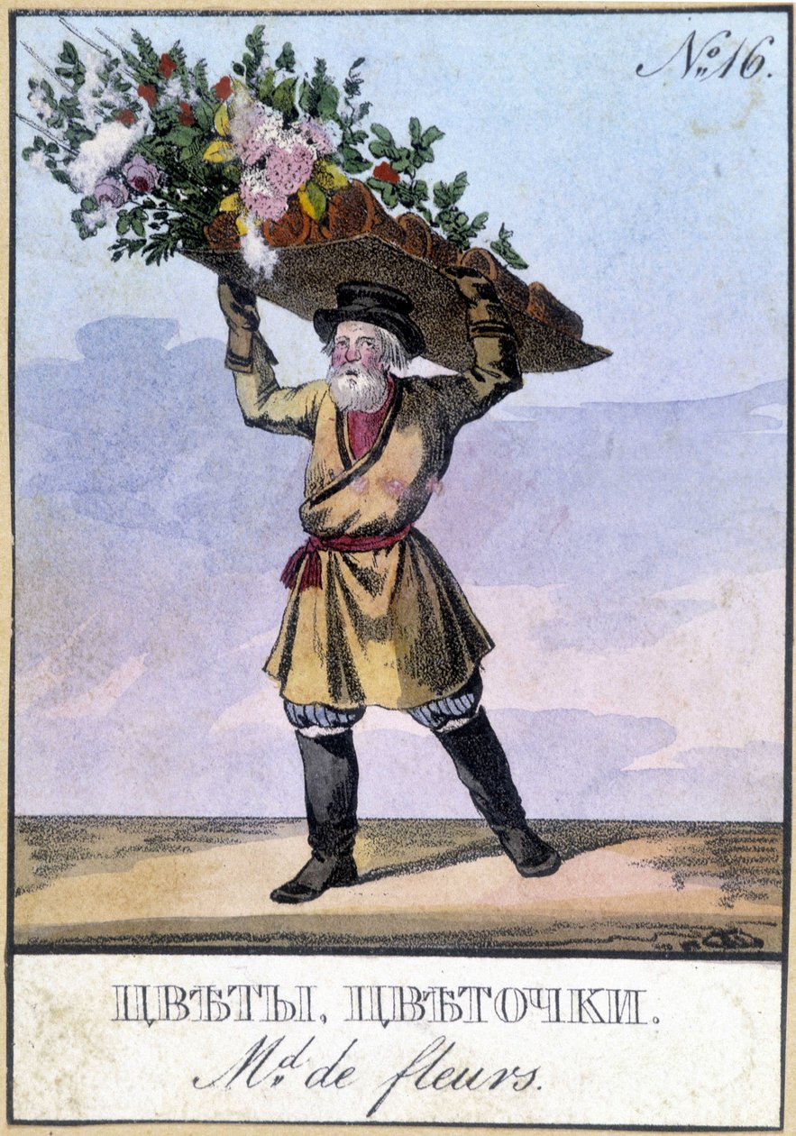 Kupiec kwiatów w Rosji w XIX wieku. autorstwa Unknown artist