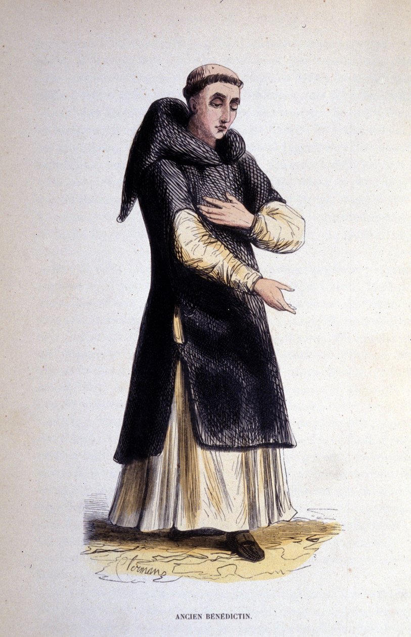Były benedyktyn. Rycina z albumu na zakony, Paryż autorstwa Unknown artist