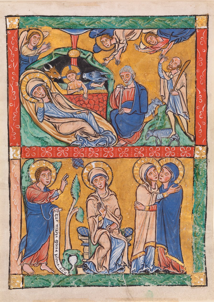 Cztery sceny Nowego Testamentu: Zwiastowanie i Nawiedzenie (poniżej); Narodzenia i Zwiastowania Pasterzowi (powyżej) autorstwa Unknown artist