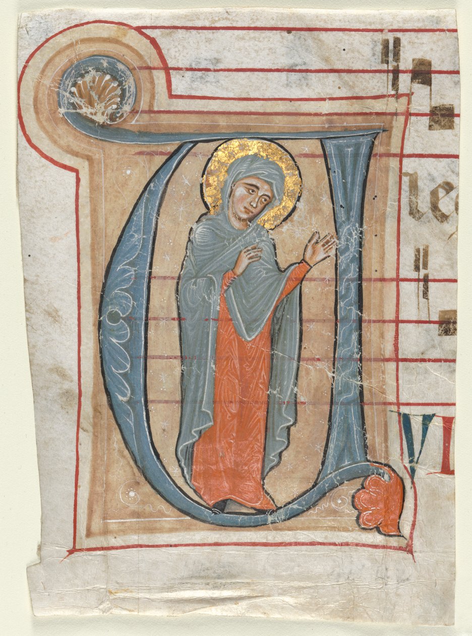 Fragment Graduału z historycznym inicjałem (V): Dziewica Maryja autorstwa Unknown artist