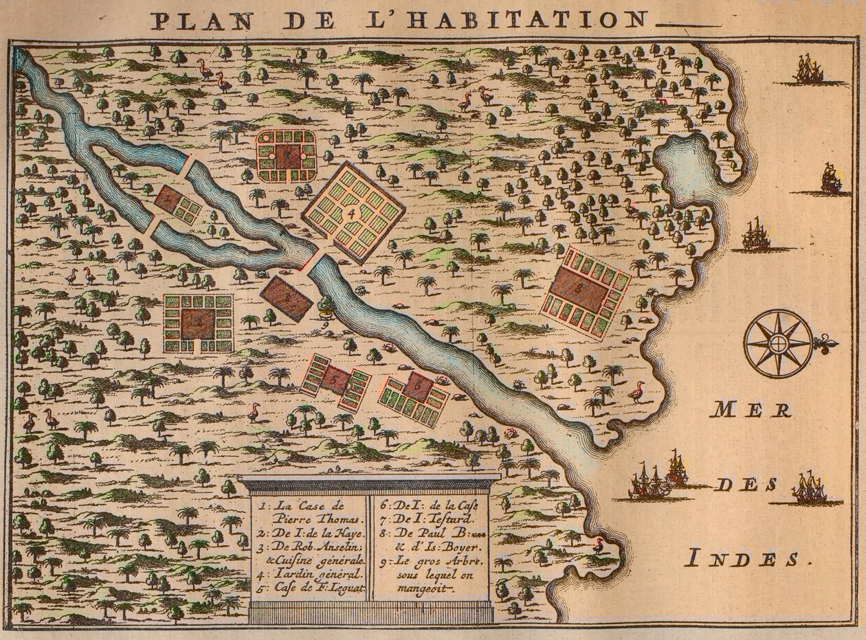 Mapa Francois Leguat przedstawiająca jego osadę na Rodrigues - Le plan de l