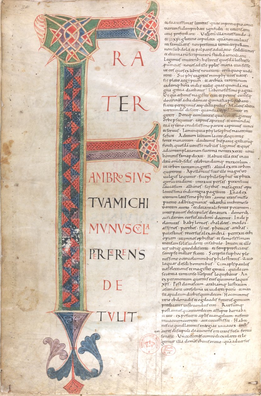 Frater Ambrosius michi munuscula perferens. Kapuletta z listu dedykacyjnego św. autorstwa Unknown artist