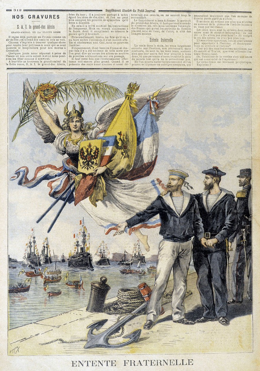 Ententa braterska (alegoryczny obraz Ententy francusko-rosyjskiej) - w „” Le Petité Journal”” autorstwa Unknown artist