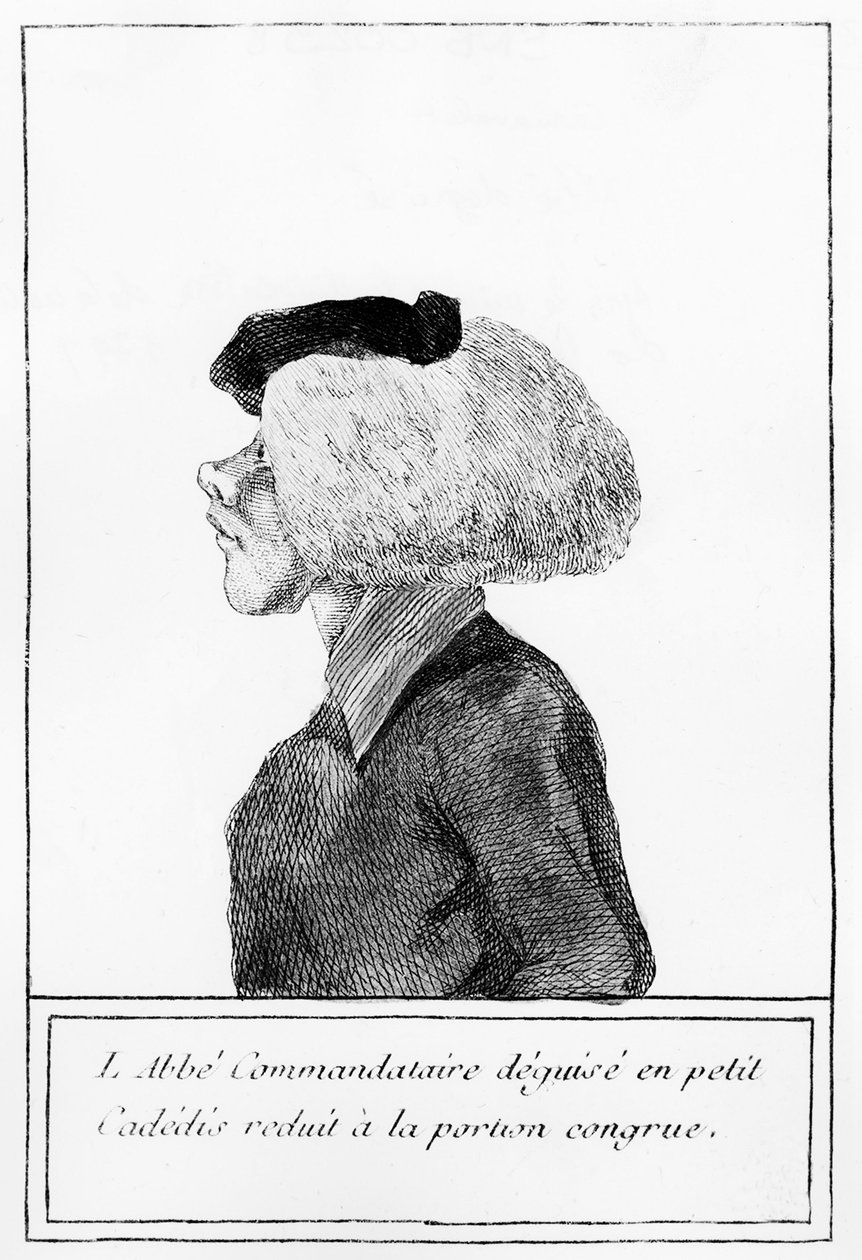 Rewolucja Francuska: po przekazaniu Narodowi majątku duchownego przedstawienie przebranego opata - rycina autorstwa Unknown artist