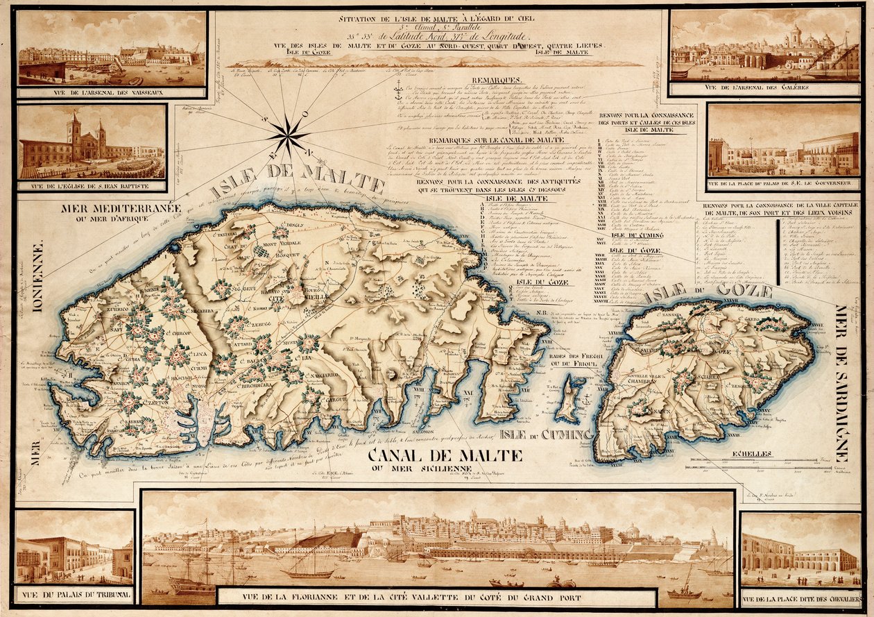 Francuska mapa Malty, ok. 1798 r. (rękopis) autorstwa Unknown artist