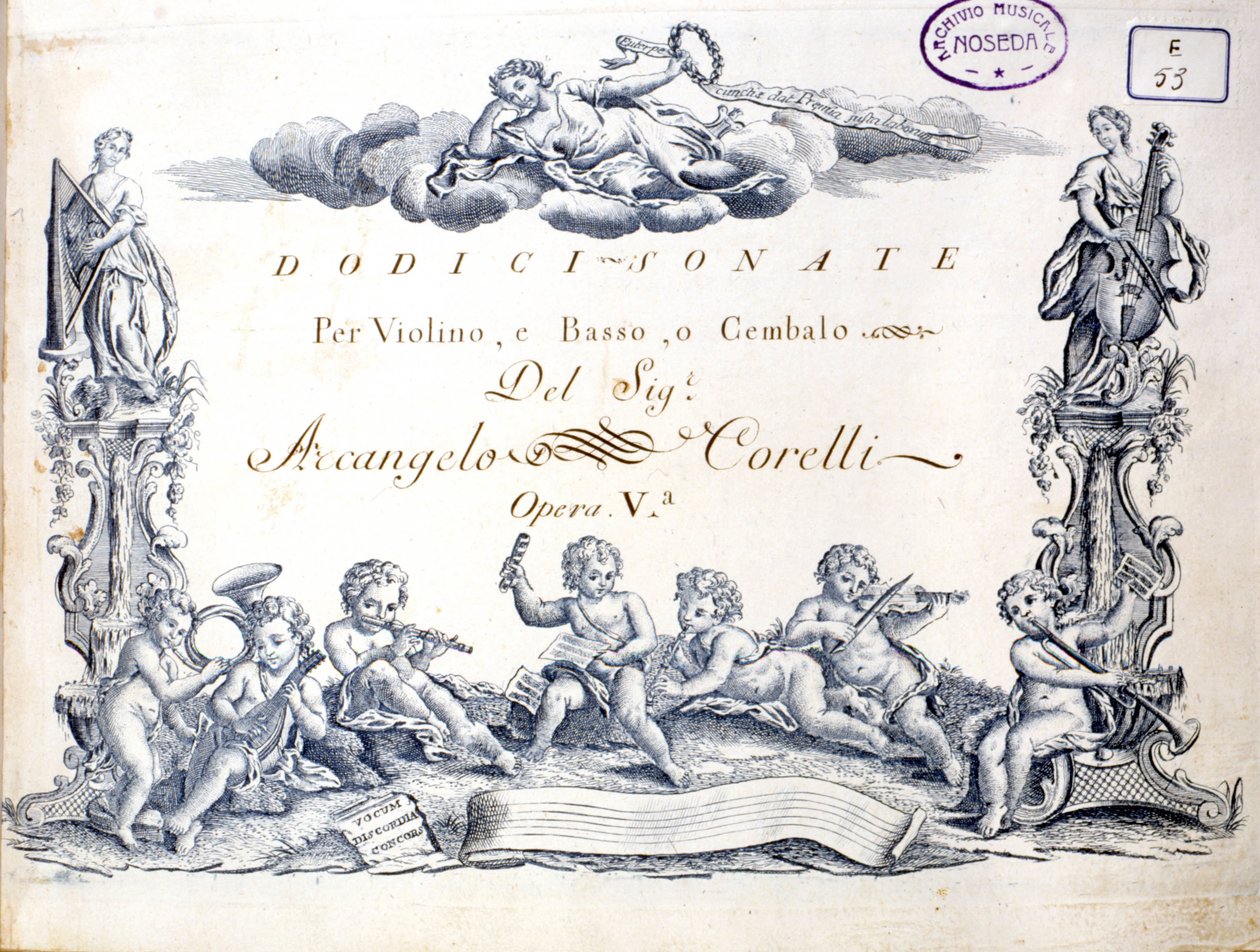 Frontyspicjum 12 sonat na skrzypce, bas i klawesyn Arcangelo Corelli (1653 - 1713). autorstwa Unknown artist