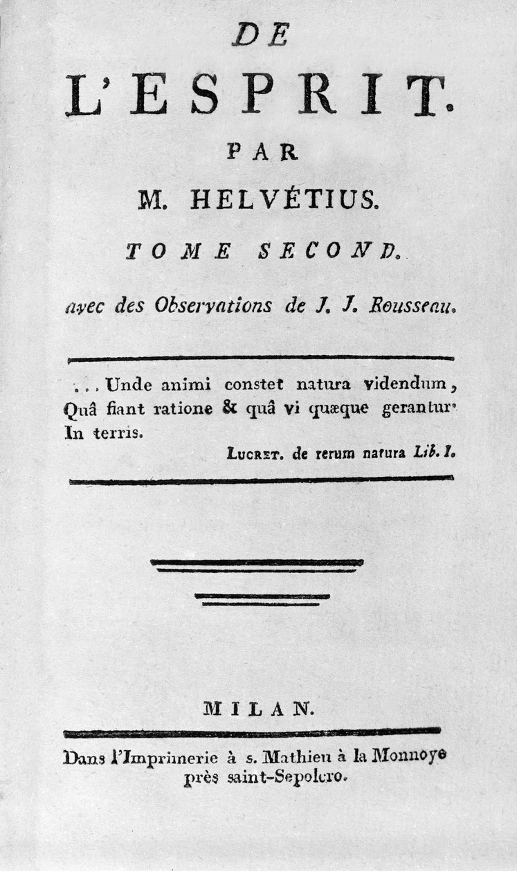 Frontyspis „”De l’Esprit”” Claude Adriena Helvetiusa (1715-1771) autorstwa Unknown artist