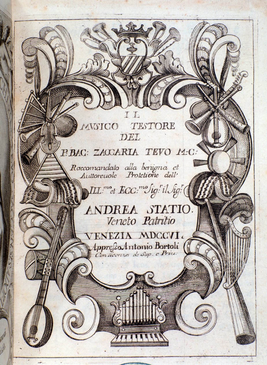 Frontyspicjum Il musico testore Zaccaria Tevo autorstwa Unknown artist