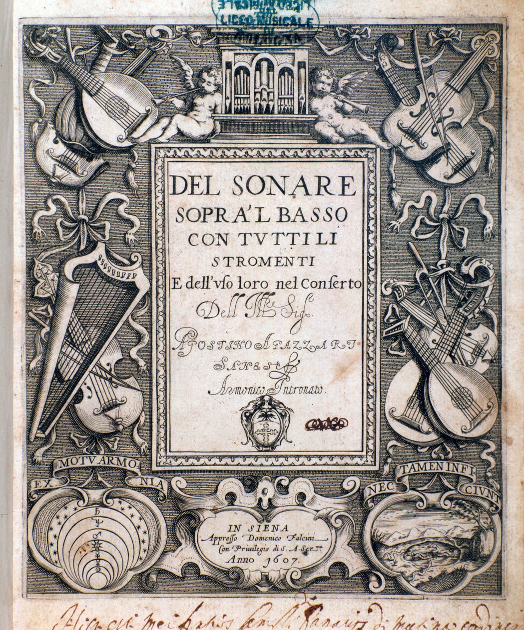 Frontispice del sonare sopra il basso Agostino Agazzari autorstwa Unknown artist