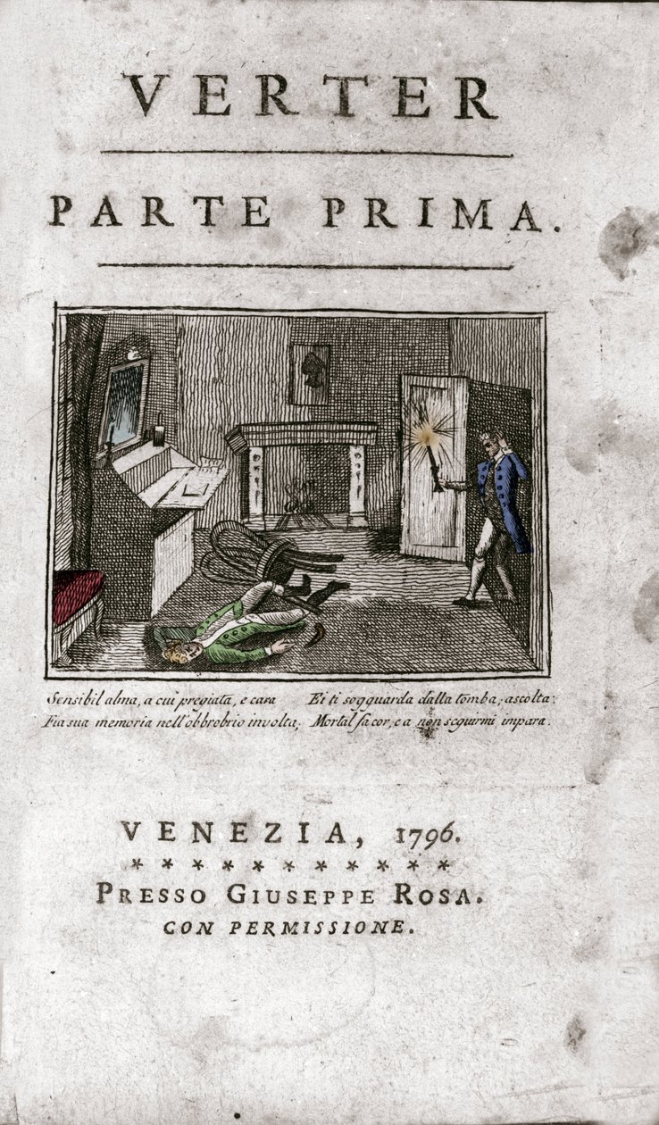 Frontyspicjum włoskiego wydania „Cierpienia młodego Wertera” Johanna Wolfganga von Goethego (1749-1832) 1796 (Frontypis włoskiego wydania „Cierpienia młodego Wertera”” Goethego autorstwa Unknown artist