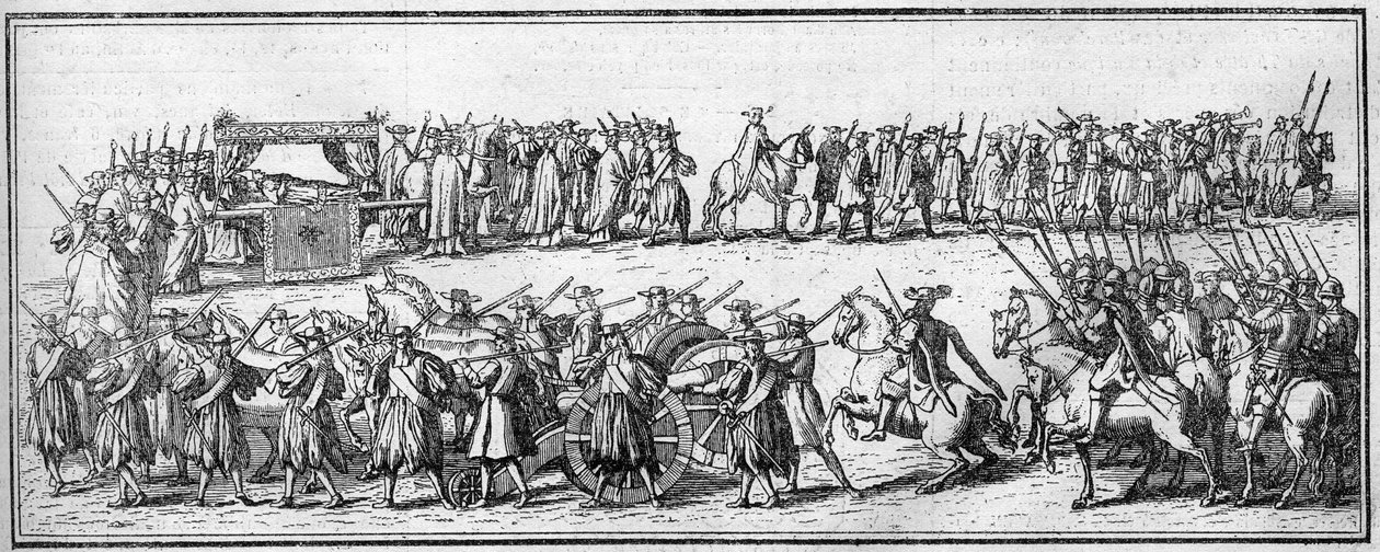 Pogrzeb Papieża w XVIII wieku: konwój pogrzebowy. autorstwa Unknown artist