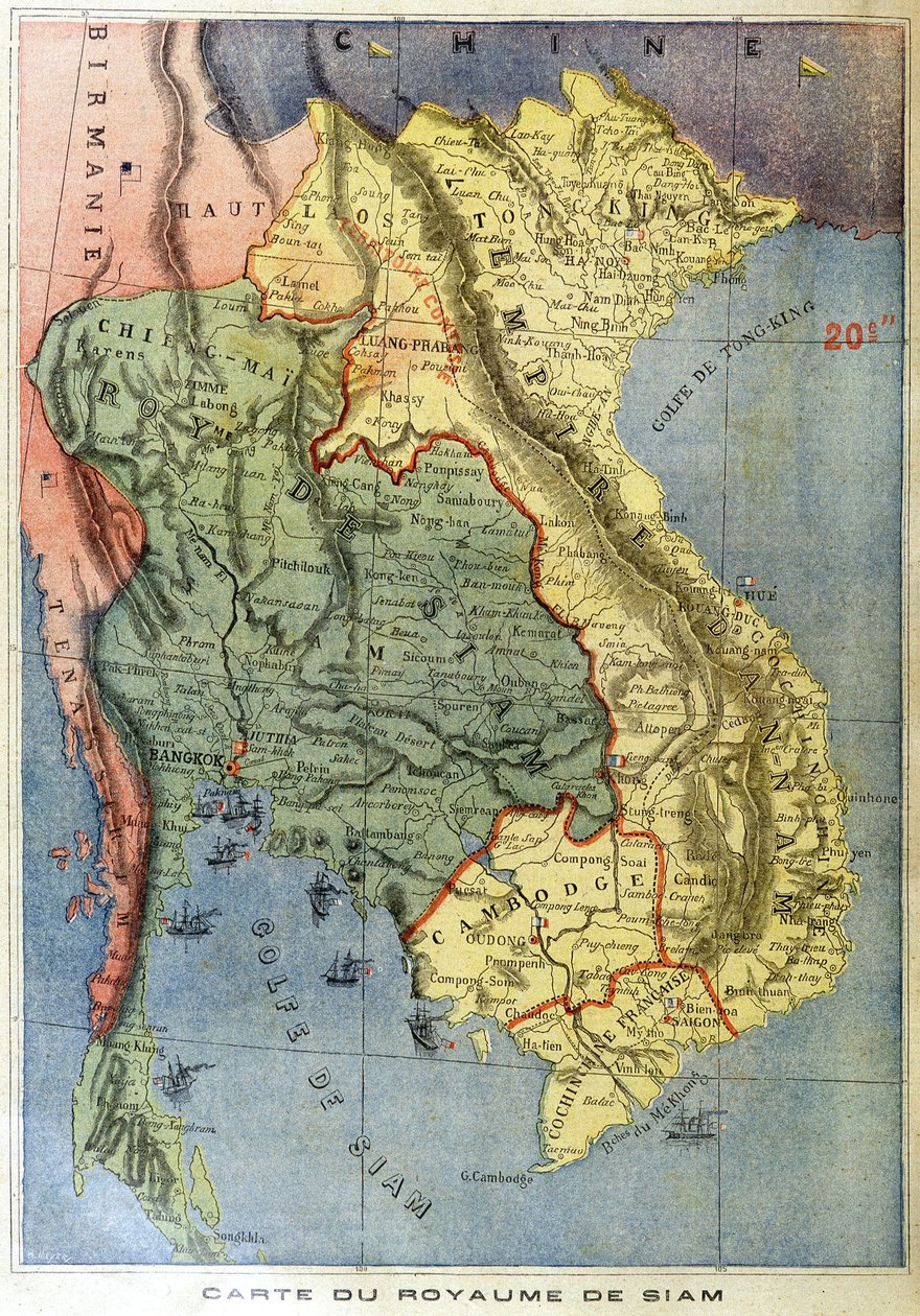 Mapa geograficzna królestwa Syjamu - w „Le petit journal”” autorstwa Unknown artist