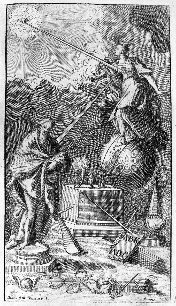 Giambattista Vico. Nazywany również Giovanni, Gian Battista, Jean Baptiste lub Jean-Baptiste. Antiporta (fałszywy tytuł) „La Scienza Nuova” ”, Neapol 1744. autorstwa Unknown artist