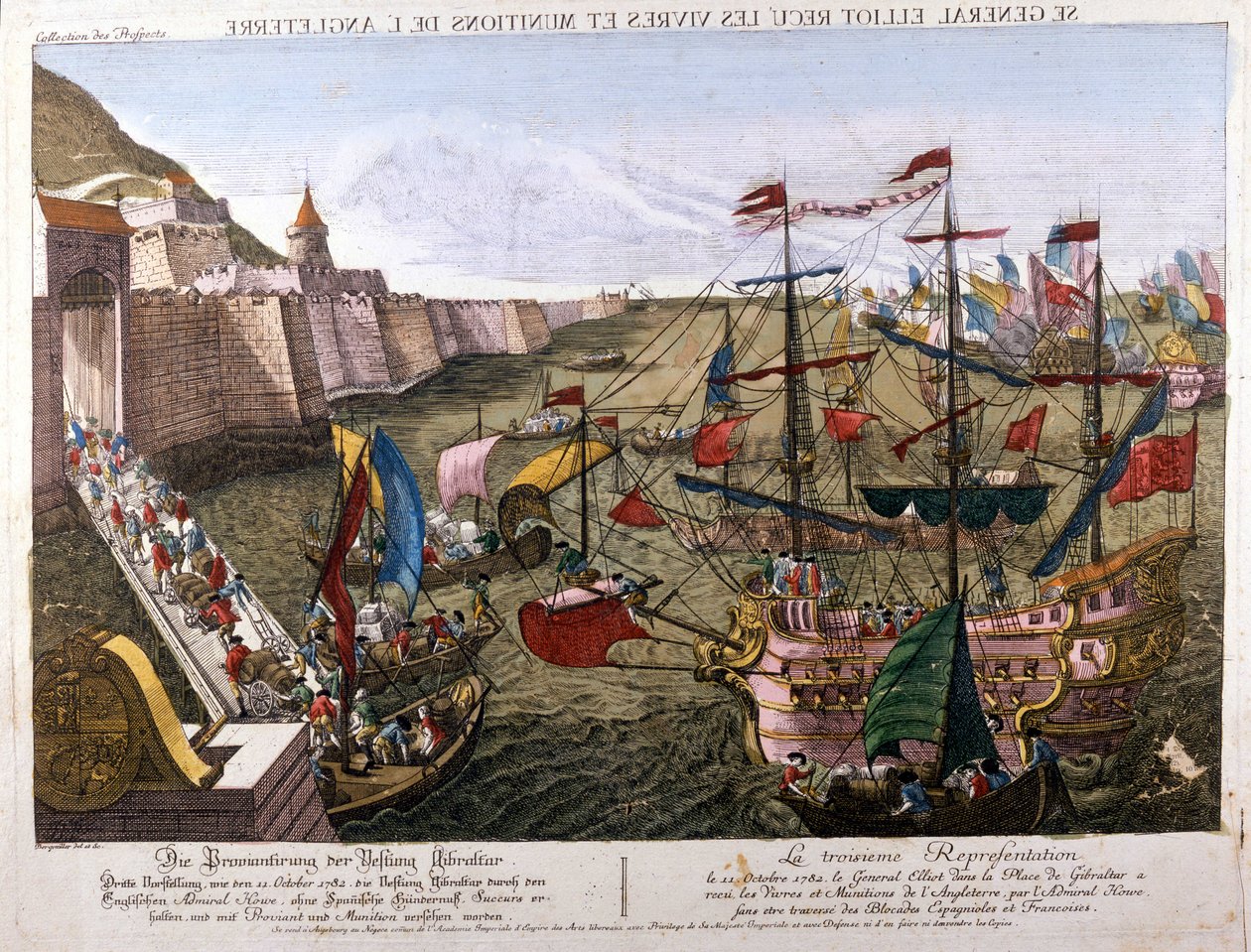 Wielkie Oblężenie Gibraltaru 1779-1783 (hiszpańska próba odzyskania Gibraltaru, gdy Hiszpania wypowiedziała wojnę Wielkiej Brytanii w ramach sojuszu z Francją): 11 października autorstwa Unknown artist