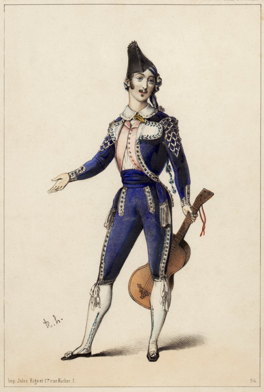 Giorgio Ronconi w roli Figara w operze Gioacchino A. Rossiniego Cyrulik sewilski autorstwa Unknown artist