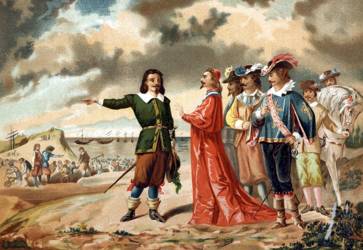 Girard DESARGUES Francuski matematyk (1591-1661) w siedzibie La Rochelle z Richelieu w 1627 roku. autorstwa Unknown artist